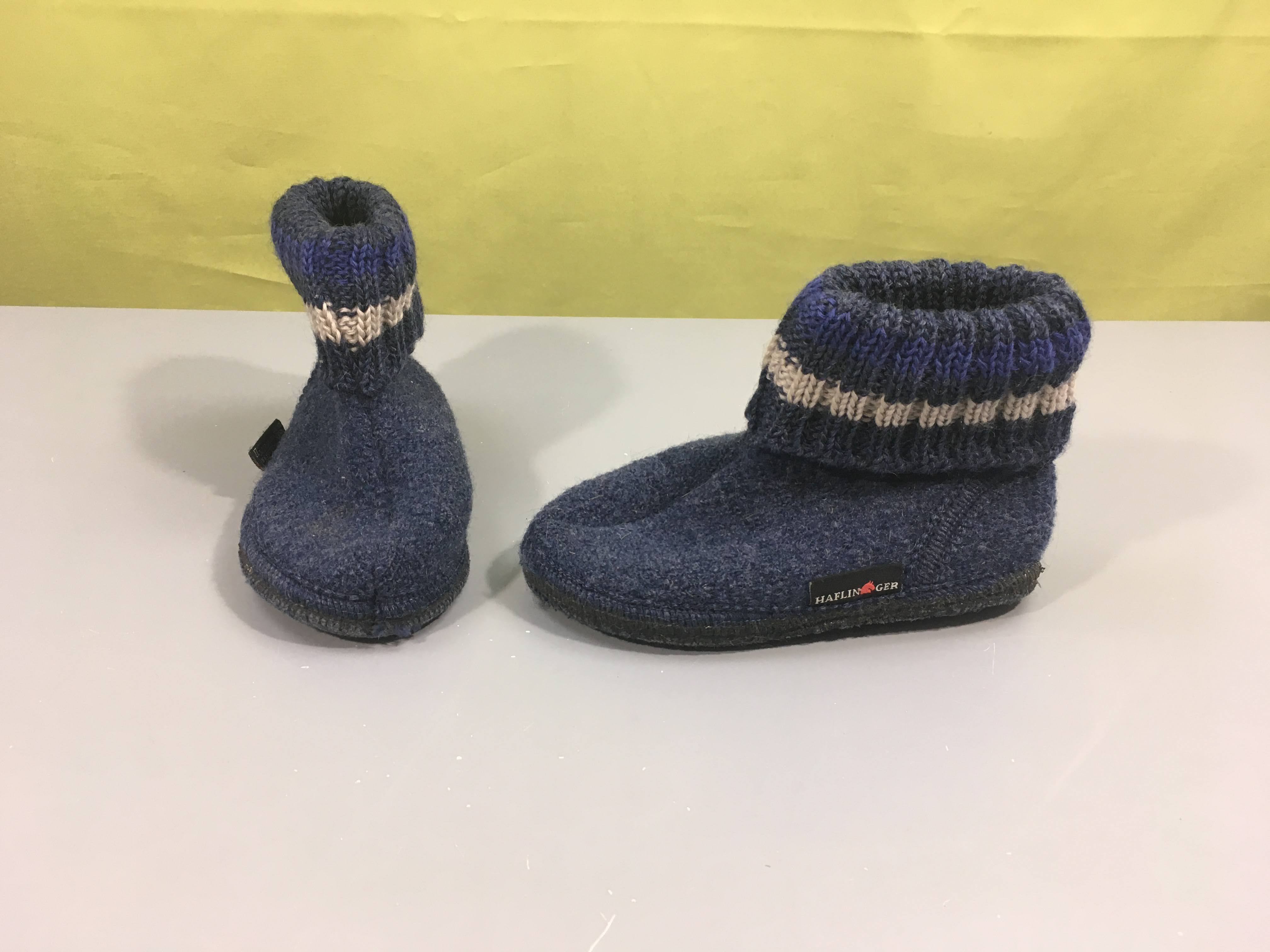 Pantoufles pure laine bleu chiné, Halfinger, 27