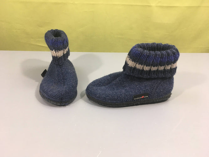 Pantoufles pure laine bleu chiné, Halfinger, 27, moins cher chez Petit Kiwi