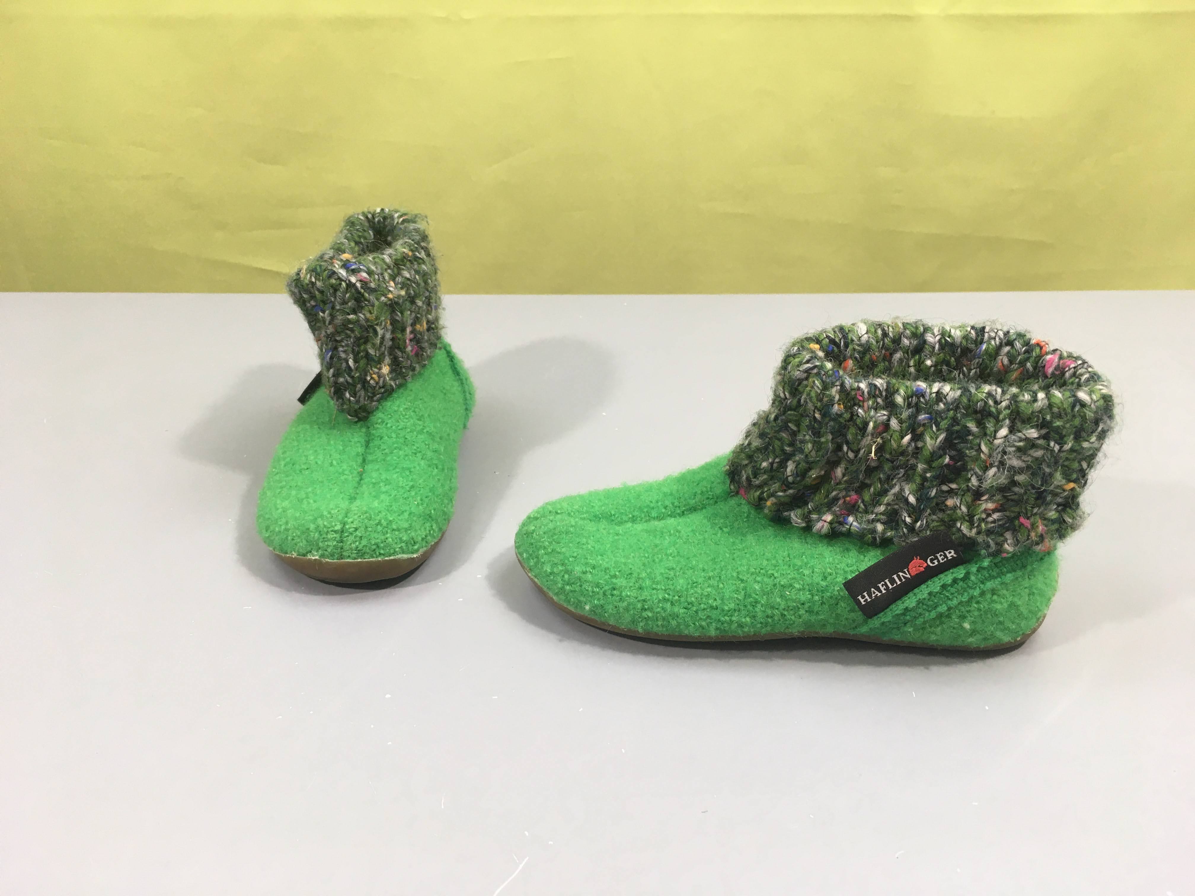 Pantoufles pure laine vert, Halfinger, 23
