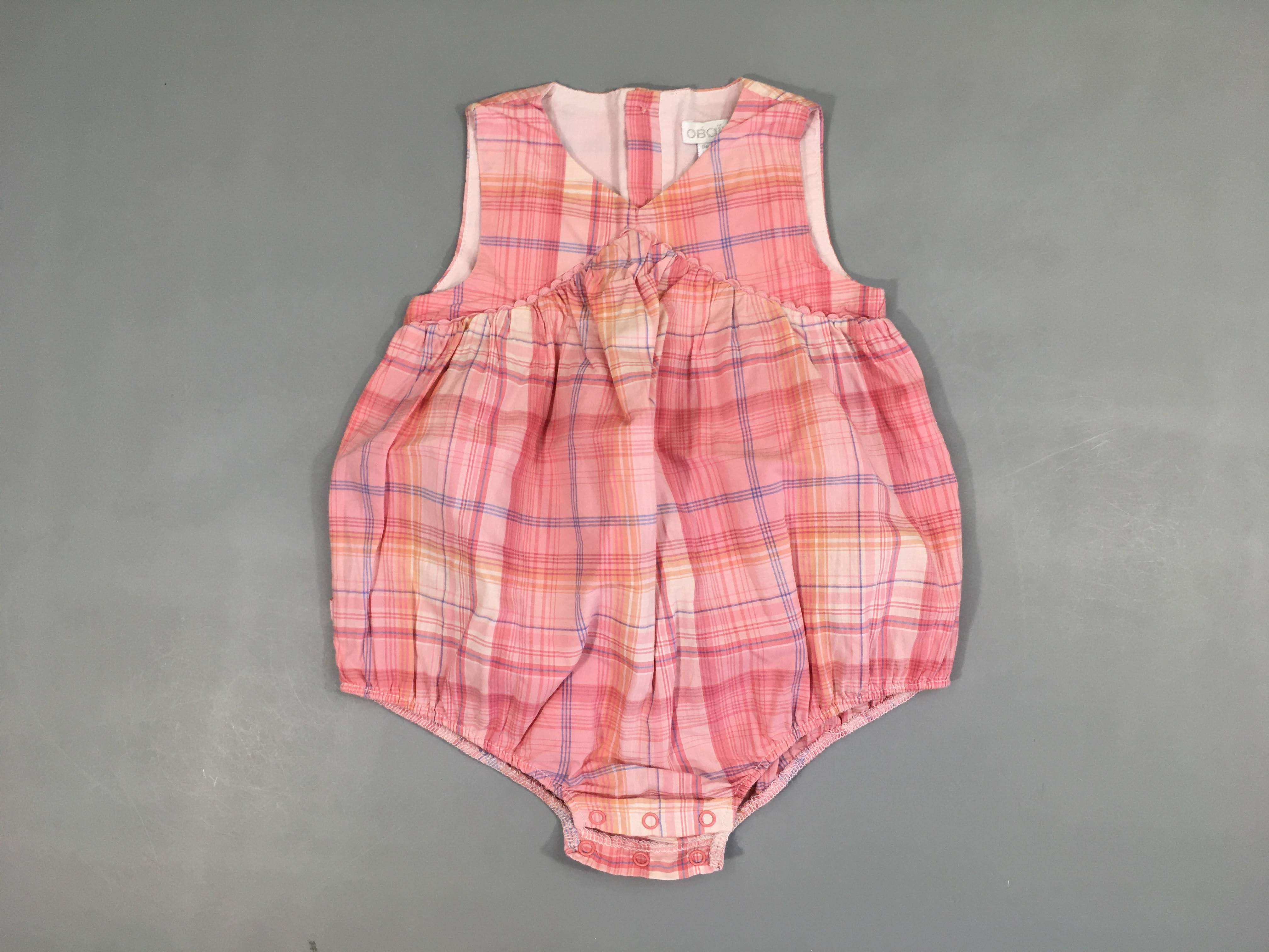 Combishort s.m carreaux rose/bleu