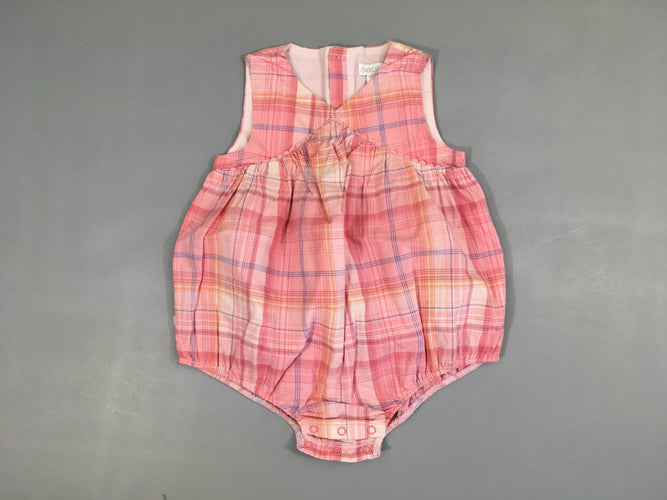 Combishort s.m carreaux rose/bleu, moins cher chez Petit Kiwi