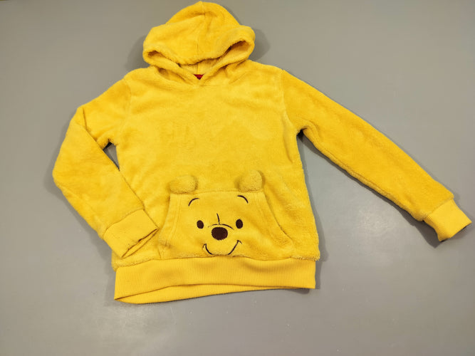 Pull peluche jaune à capuche Winnie l'ourson, poche à l'avant 100% polyester, moins cher chez Petit Kiwi