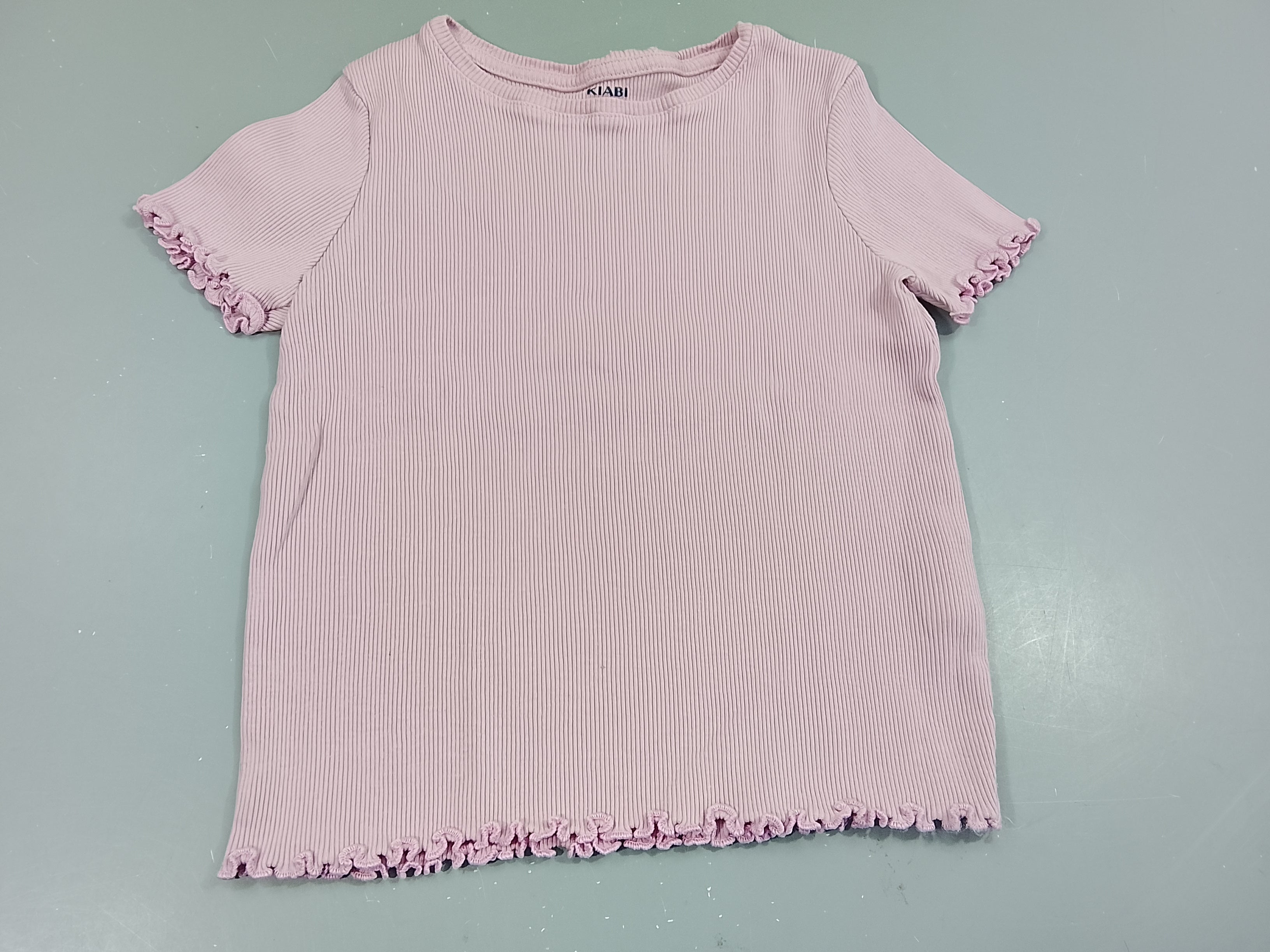 T-shirt m.c mauve clair côtelé