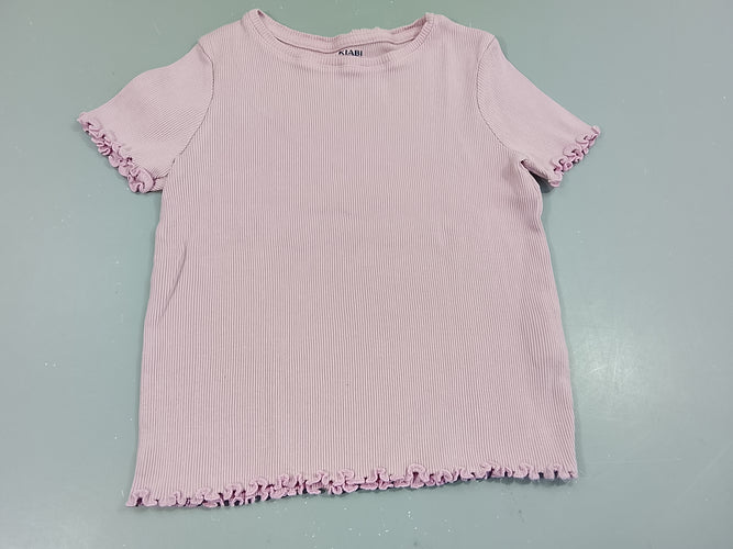 T-shirt m.c mauve clair côtelé, moins cher chez Petit Kiwi