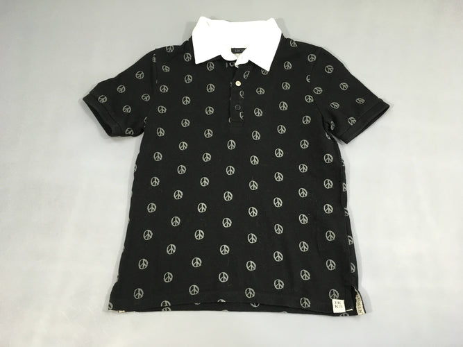 Polo m.c noir peace&love, moins cher chez Petit Kiwi