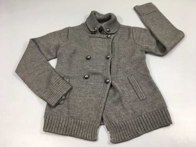Gilet gris chiné  double boutonnière ,manque la ceinture, moins cher chez Petit Kiwi