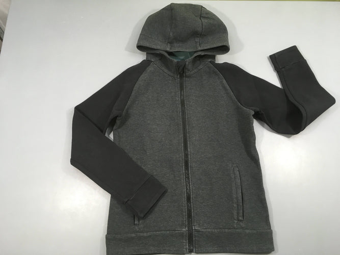 Sweat zippé à capuche gris foncé-noir, moins cher chez Petit Kiwi