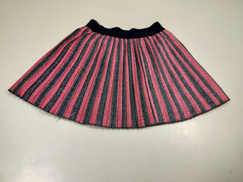 Jupe plissée B. Nosy lignée bleu marine-rouge pailleté, taille élastique bleu marine