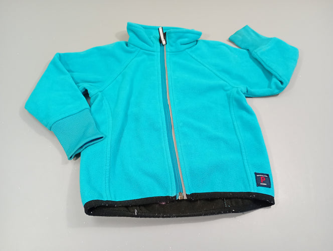 Polar zipé bleu turquoise  Polarn o. Pyret  Petite tache arrière manche droite, moins cher chez Petit Kiwi