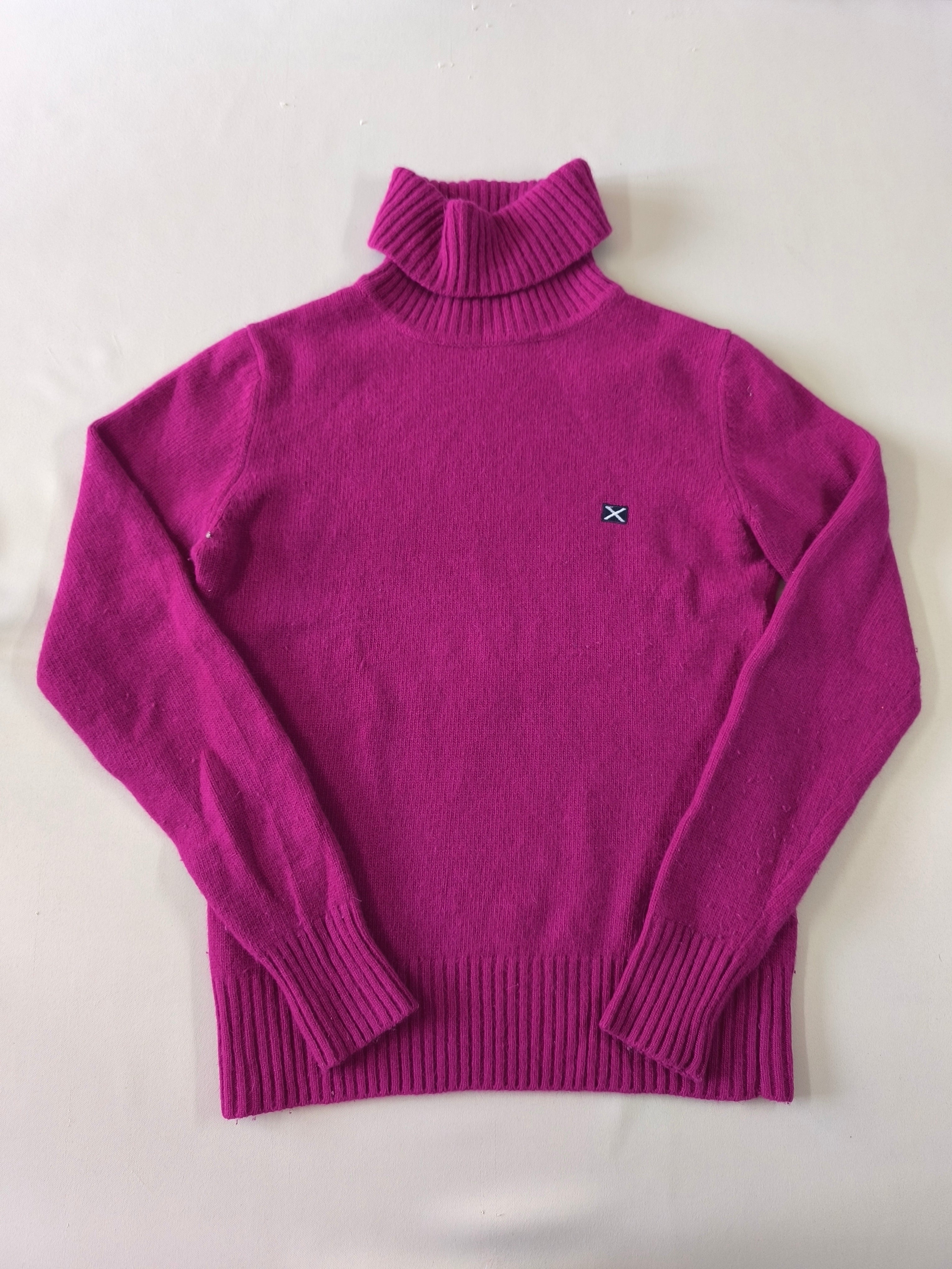 Pull col roulé rose 70% laine 20% angora, XS