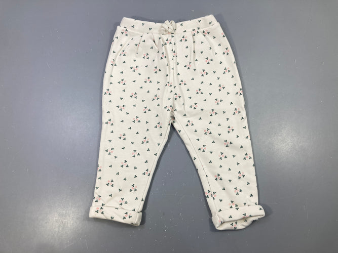 Pantalon molleton blanc trèfles, moins cher chez Petit Kiwi