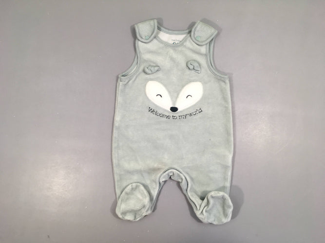 Pyjama velours s.m gris/bleu animal, moins cher chez Petit Kiwi