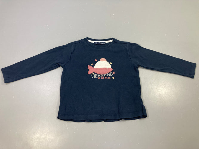 T-shirt m.l bleu foncé poissons, moins cher chez Petit Kiwi