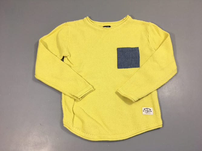 Pull texturé jaune poche, moins cher chez Petit Kiwi