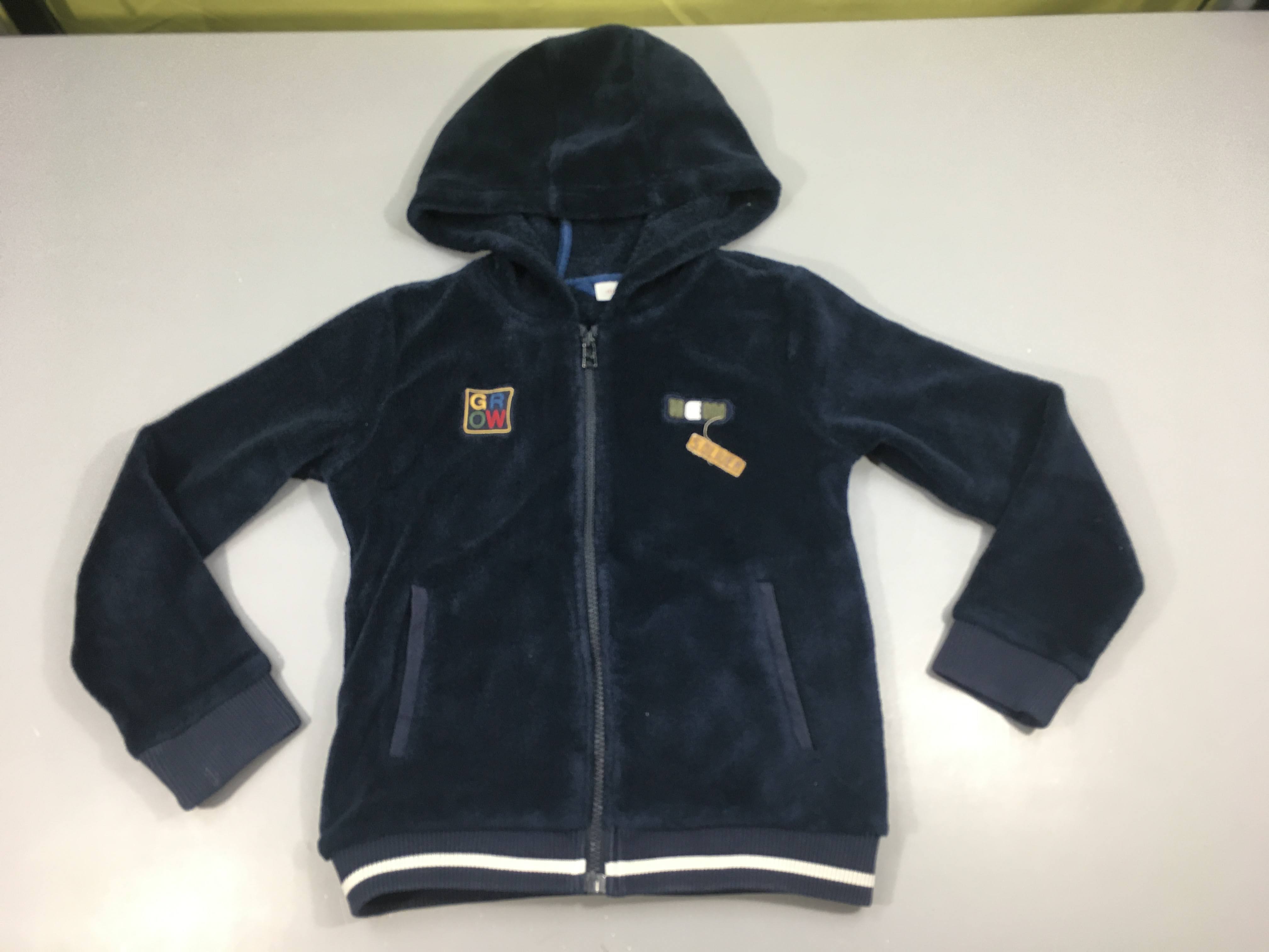 Sweat velours bleu foncé Grow à capuche