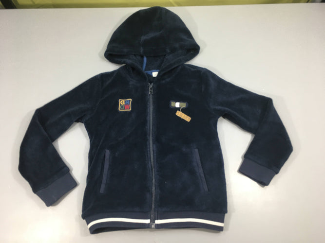 Sweat velours bleu foncé Grow à capuche, moins cher chez Petit Kiwi