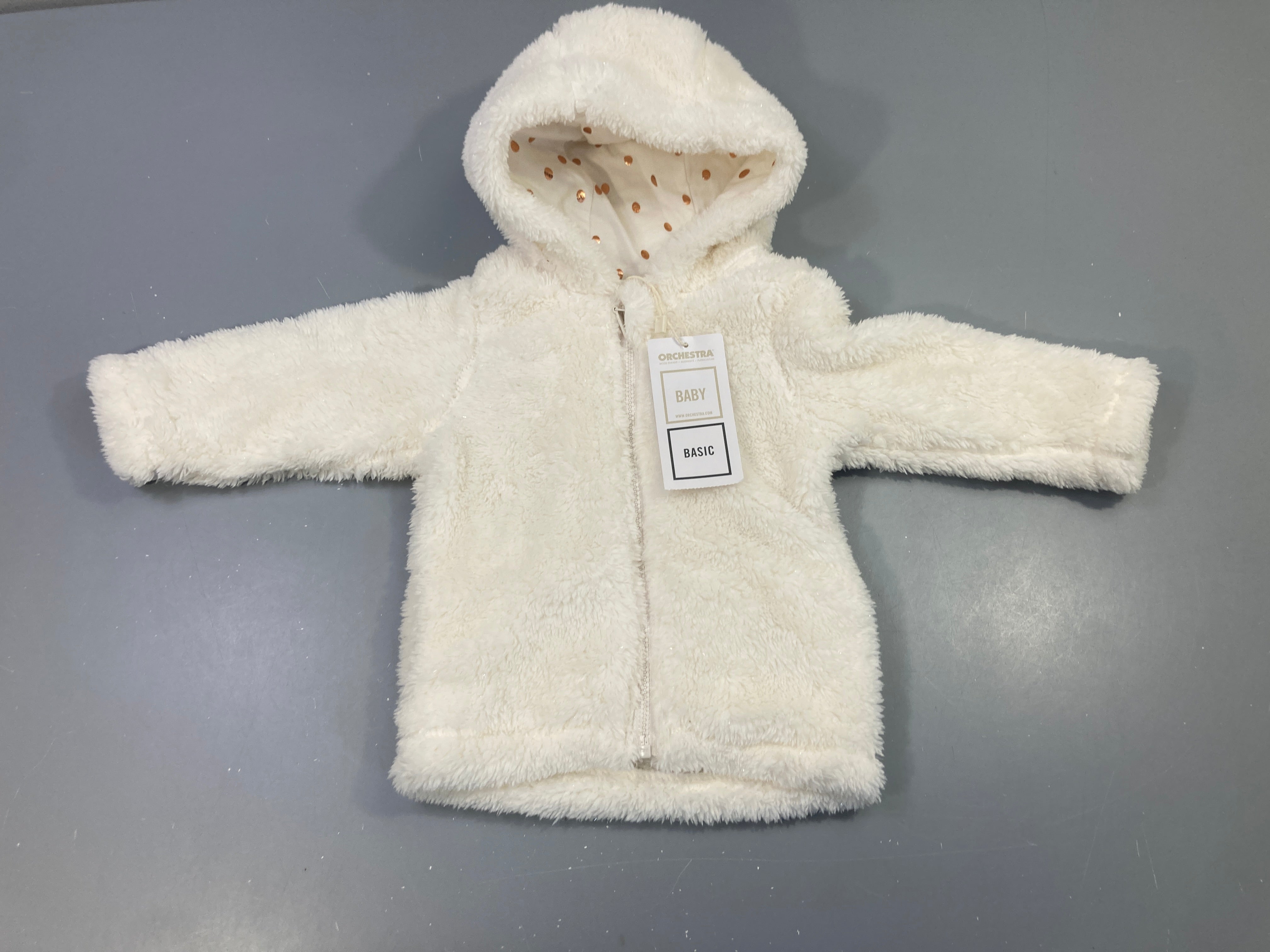 NEUF Gilet/veste zippé peluche blanc à capuche