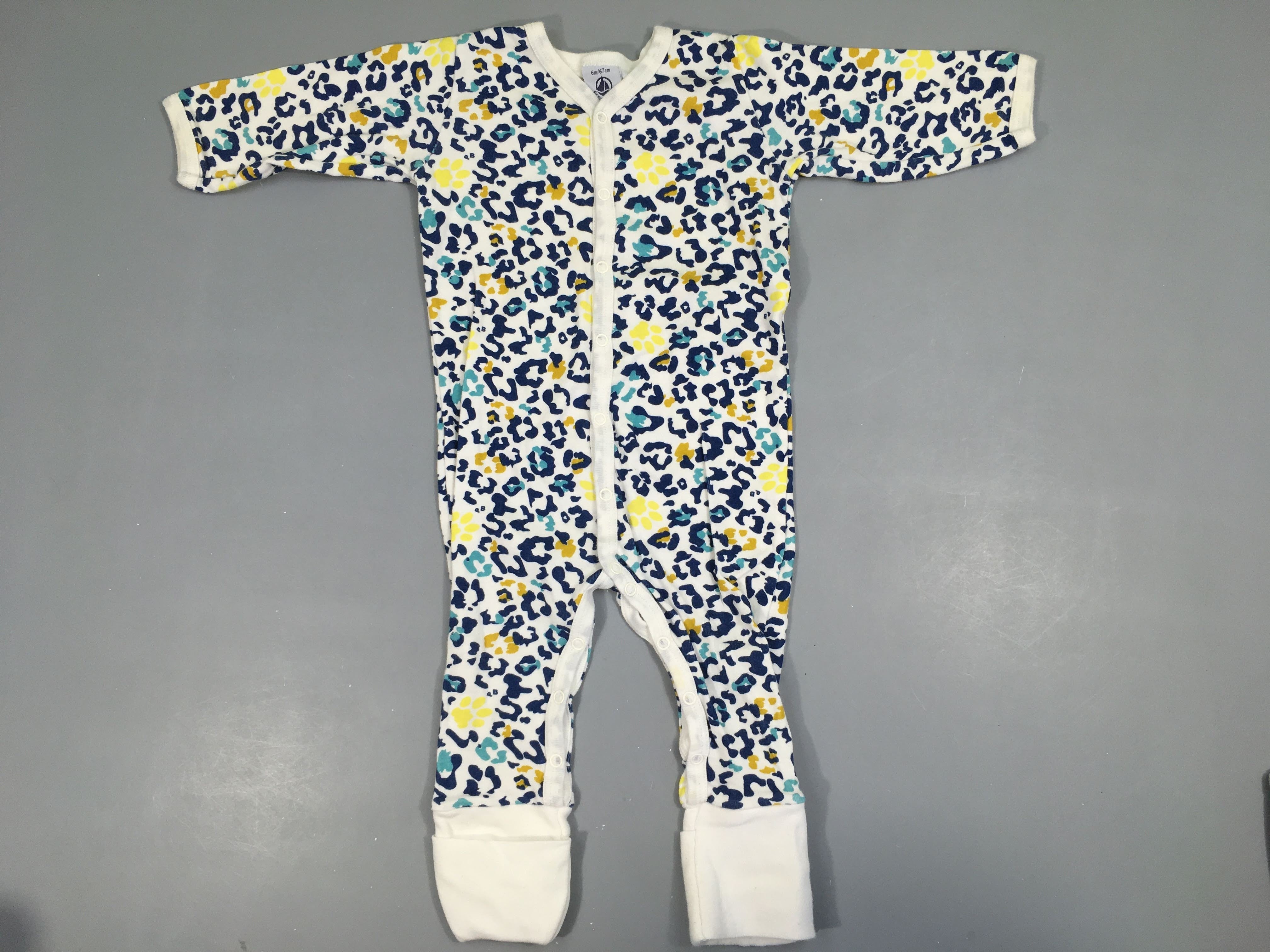 Pyjama jersey blanc léopard bleu