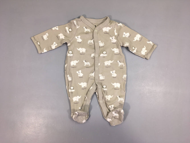 Pyjama jersey gris animaux, moins cher chez Petit Kiwi