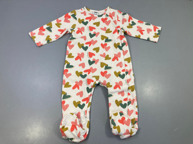 Pyjama molleton blanc coeurs, moins cher chez Petit Kiwi