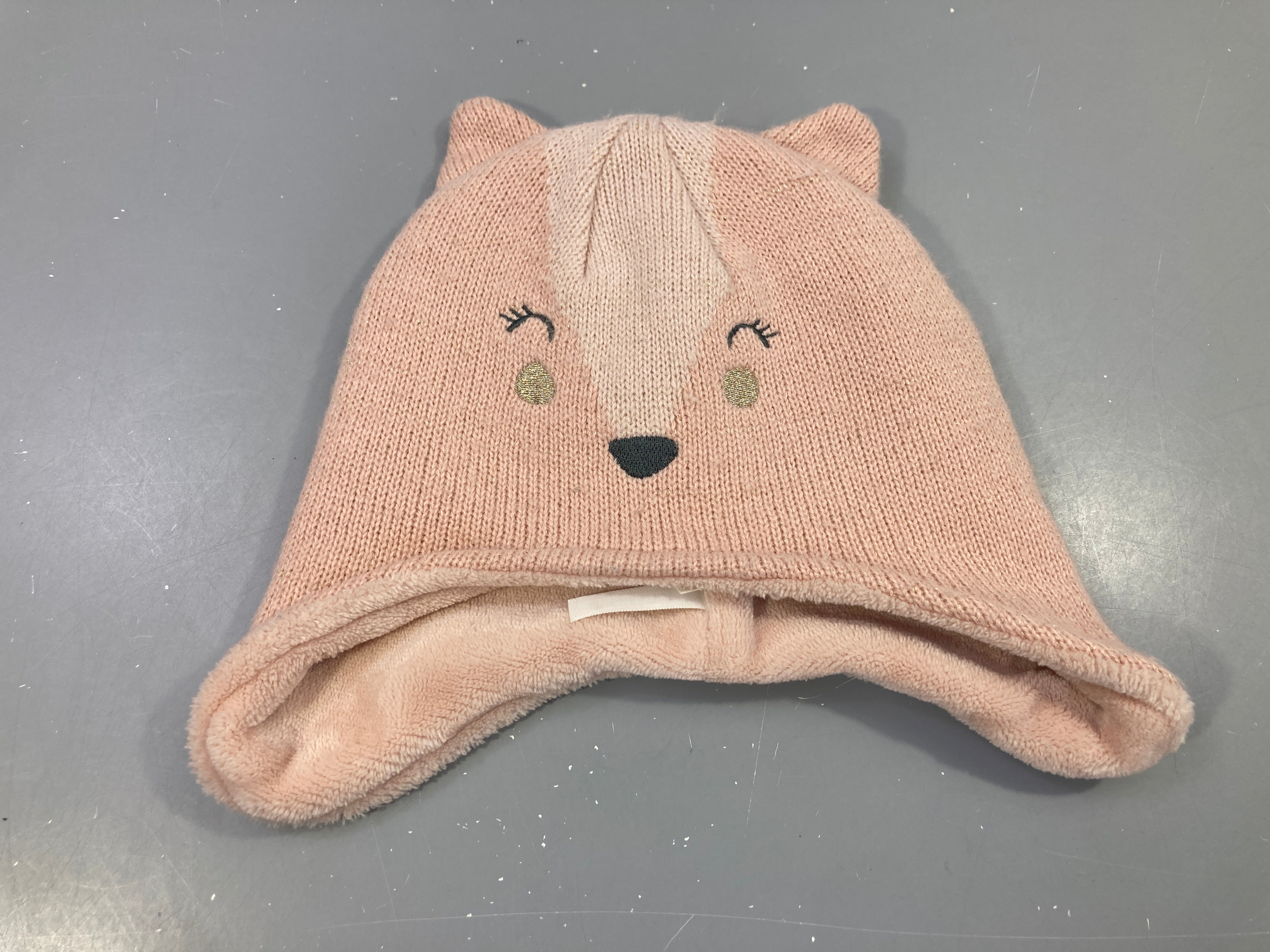 Bonnet rose renard doublé velours