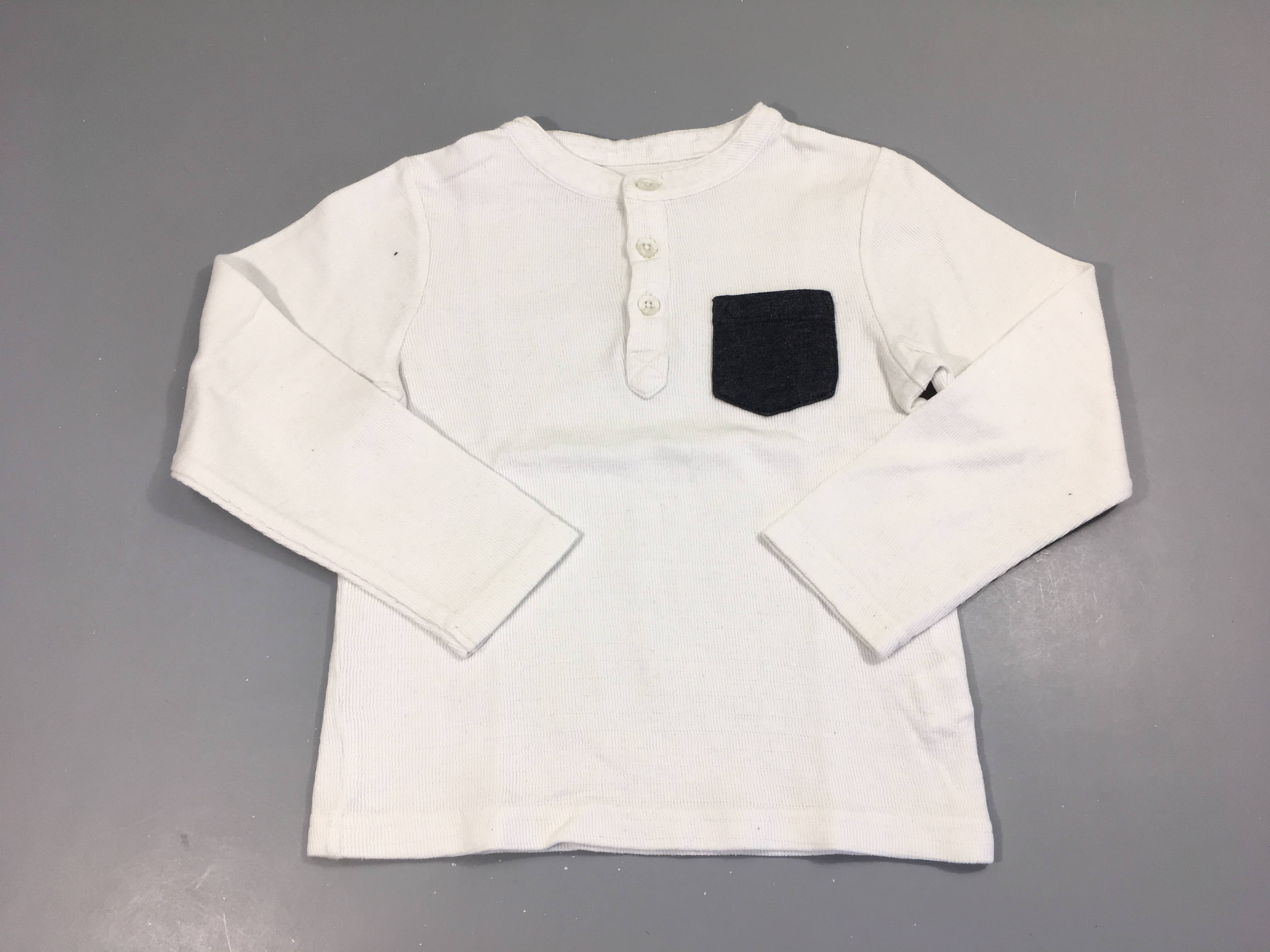 T-shirt m.l texturé blanc poche