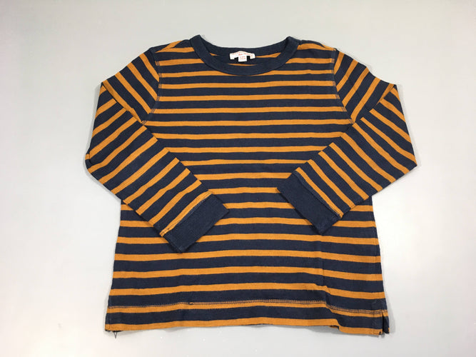 T-shirt m.l bleu marine rayé camel, moins cher chez Petit Kiwi