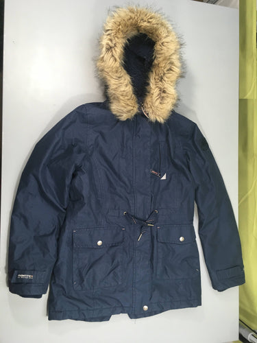 Veste ouatinée doublée polar bleu marine, imperméable, à capuche fausse fourrure, Raintex, moins cher chez Petit Kiwi