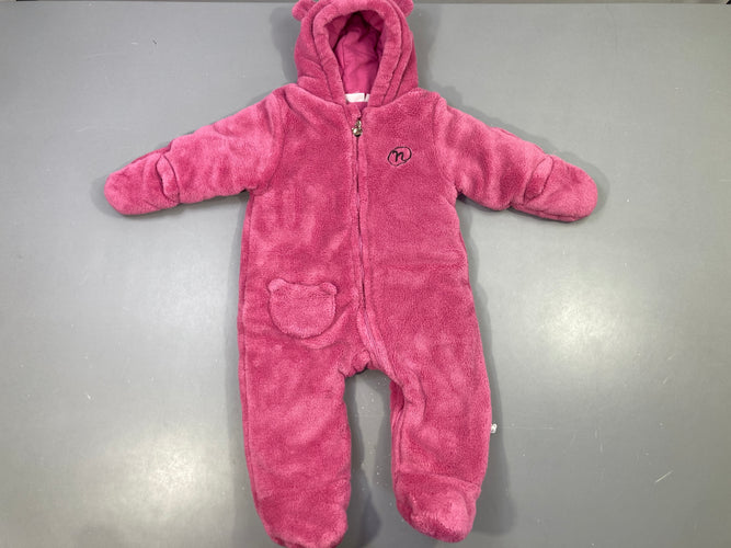Combi pilote veloudoux rose à capuche oreilles, moins cher chez Petit Kiwi