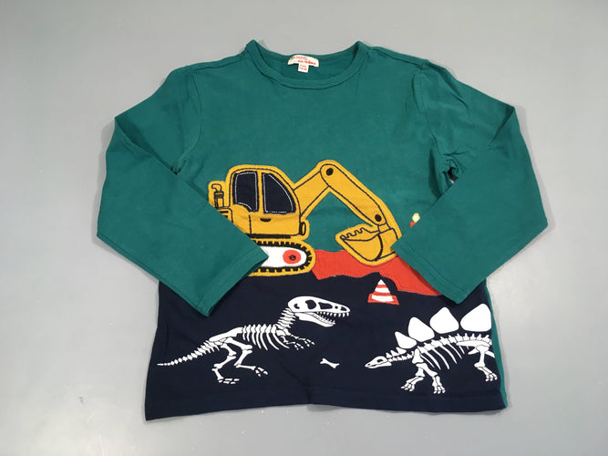 T-shirt m.l vert tractopelle, moins cher chez Petit Kiwi