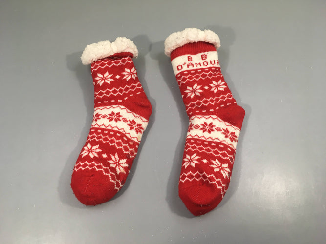 Chaussettes/chaussons antidérapant de Noël rouge/blanc, moins cher chez Petit Kiwi