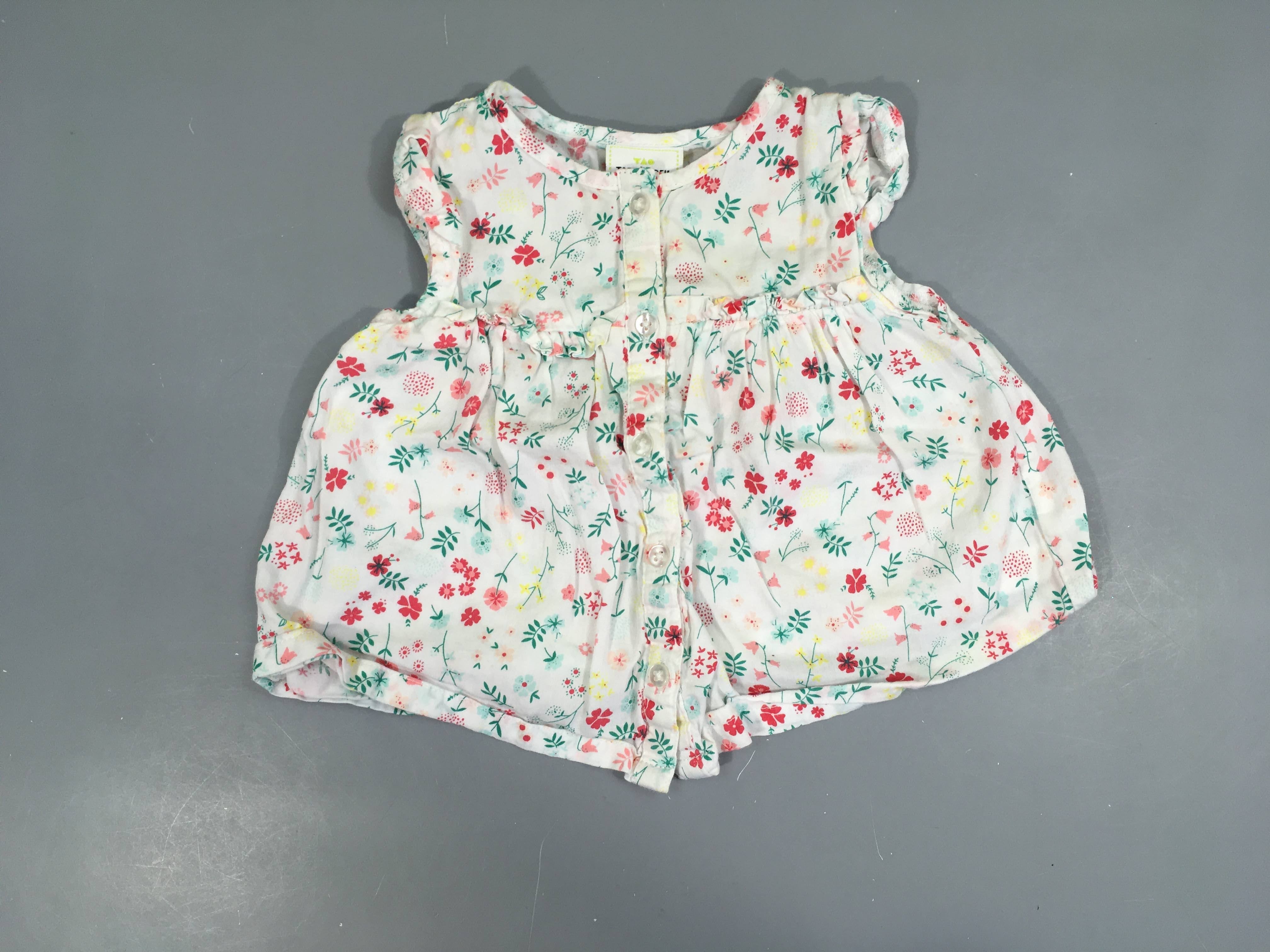 Blouse m.c blanche fleurs