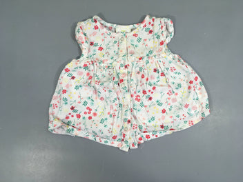 Blouse m.c blanche fleurs