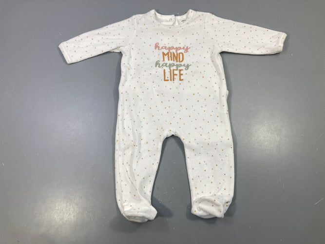 Pyjama velours écru pois Happy Mind, moins cher chez Petit Kiwi
