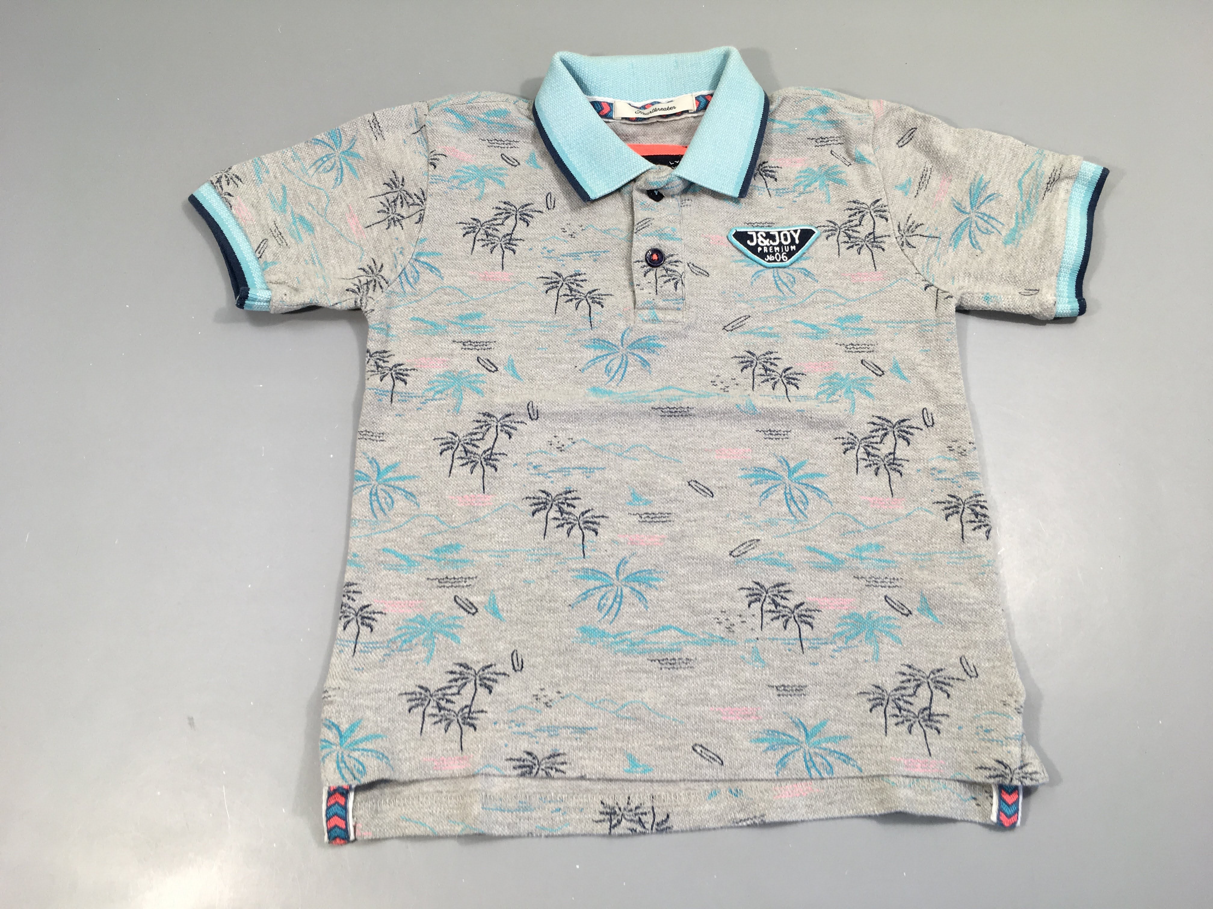 Polo m.c gris chiné palmiers, J&Joy