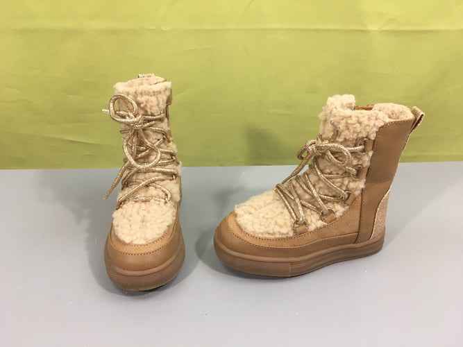 NEUF Bottes montantes marrons et fausse moumoute, 24, moins cher chez Petit Kiwi