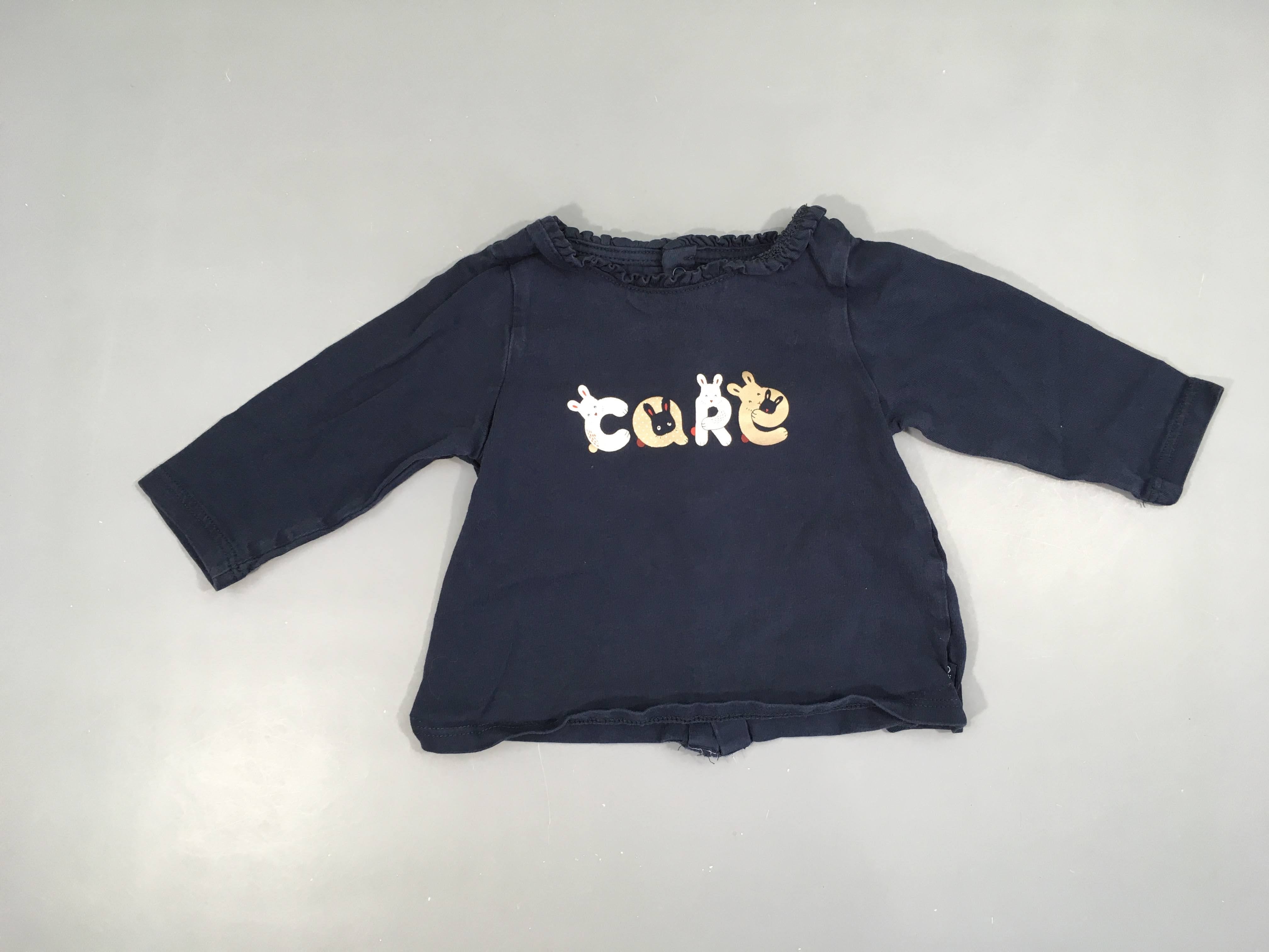 T-shirt m.l bleu marine Care cool, légèrement décoloré