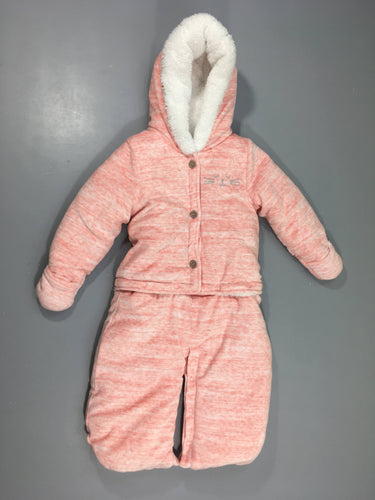 2 en 1 combi nid d'ange et veste, en velours rose chiné, ouatiné, bas amovible, moins cher chez Petit Kiwi
