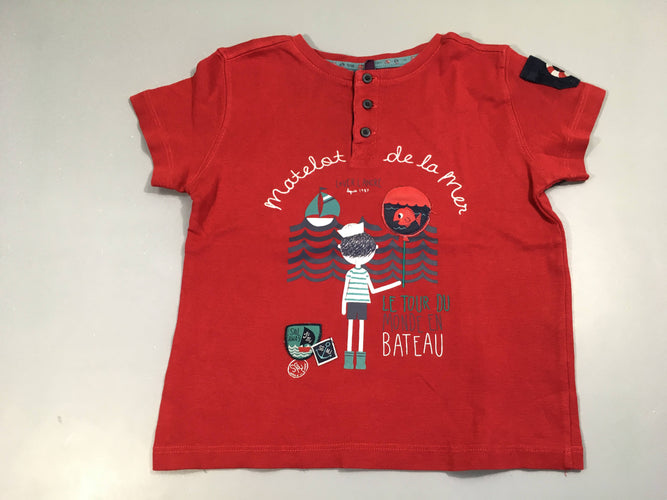 T-shirt m.c rouge matelos, moins cher chez Petit Kiwi