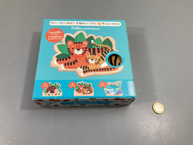 Puzzle bébés animaux évolutifs à toucher, Auzou, + 18m, moins cher chez Petit Kiwi