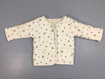 Gilet ouatiné écru fleurs