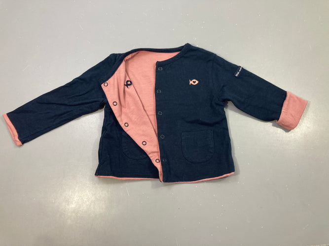 Gilet réversible marine/rose, moins cher chez Petit Kiwi