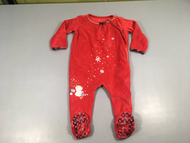 Pyjama velours rouge ours blanc, Noël, moins cher chez Petit Kiwi
