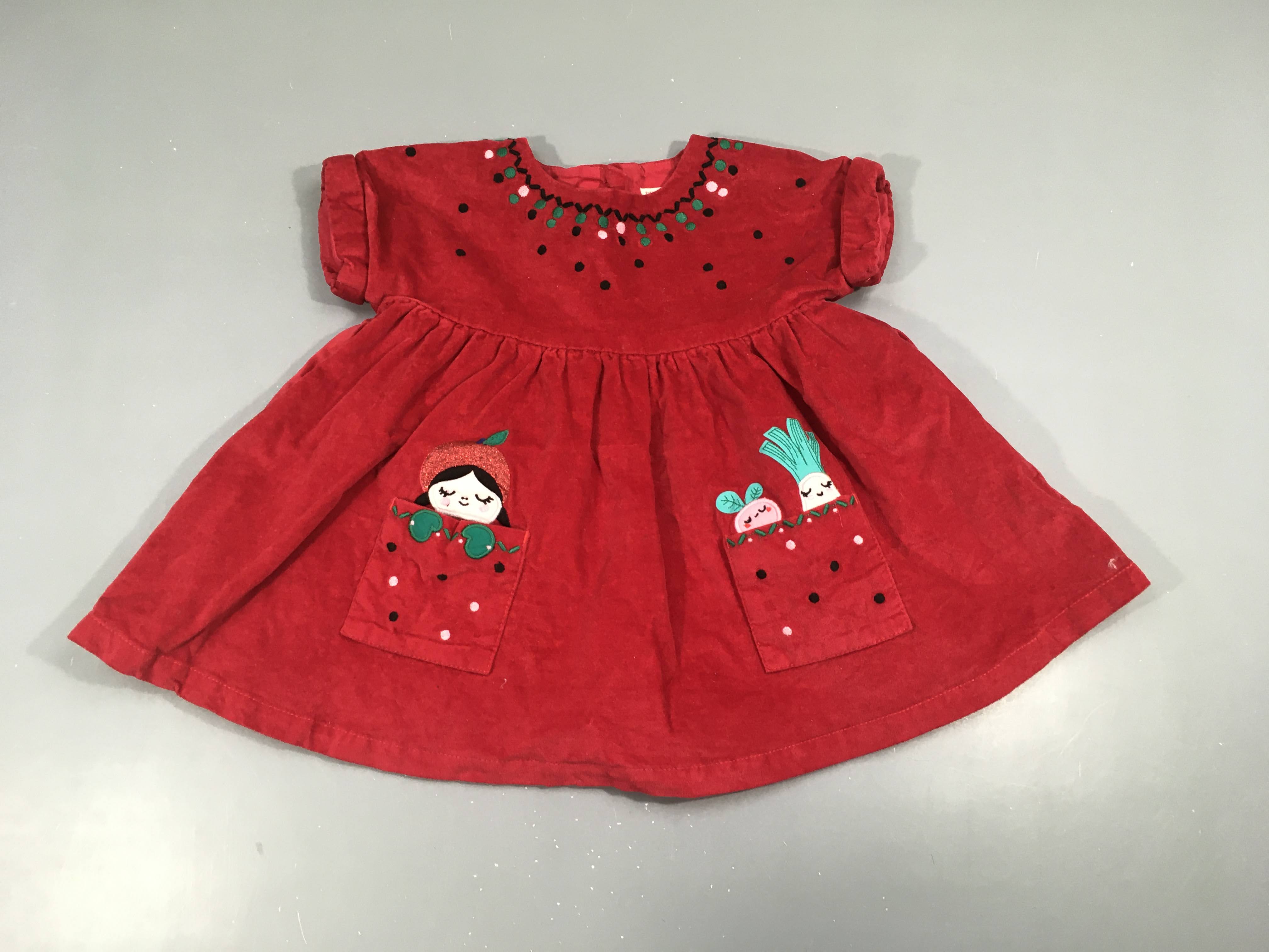 Robe m.c velours ras rouge légumes