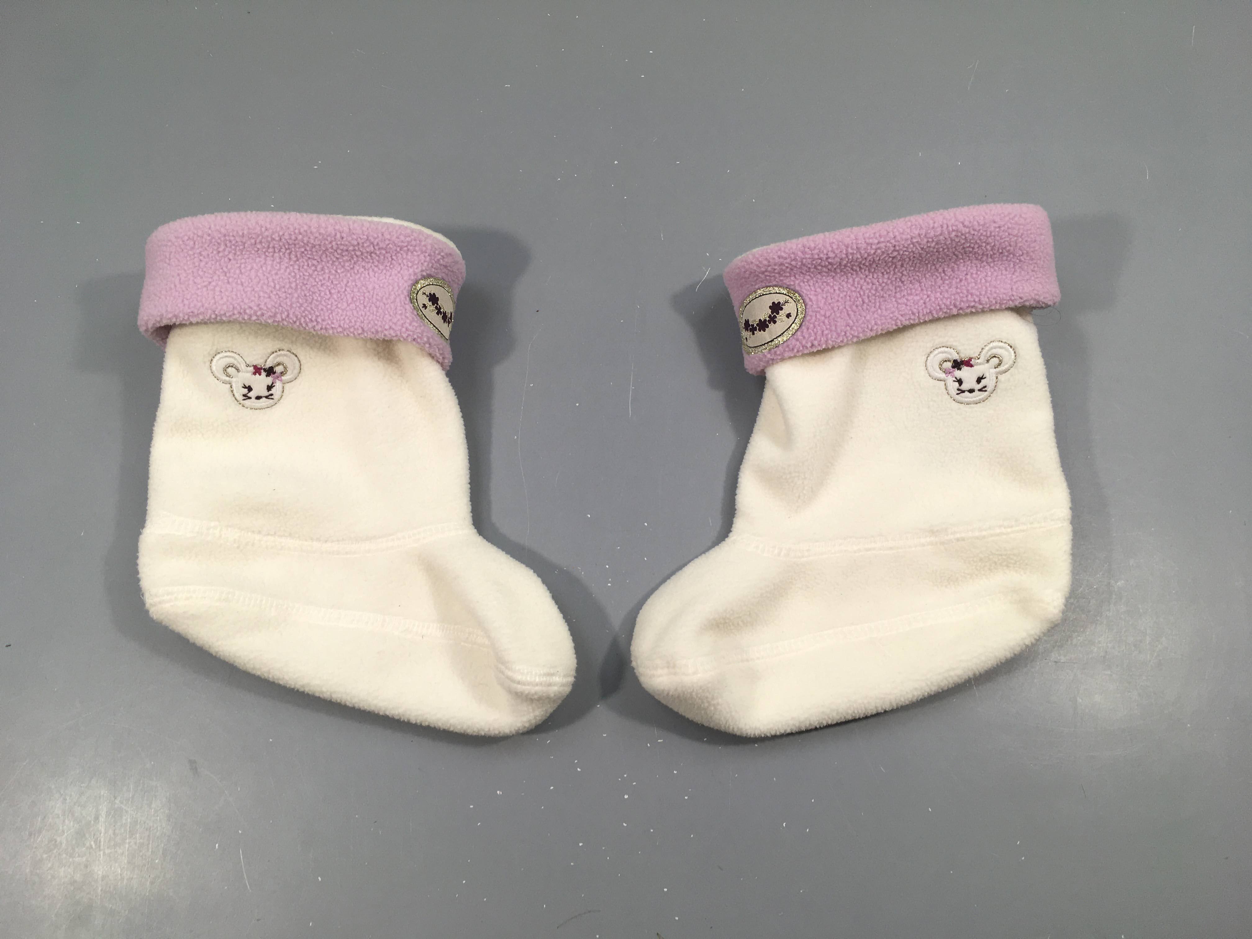 Chaussons écru/parme souris, 27-28