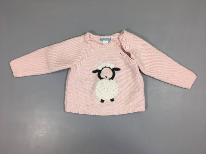 Pull épais mailles rose mouton, 10% laine, moins cher chez Petit Kiwi