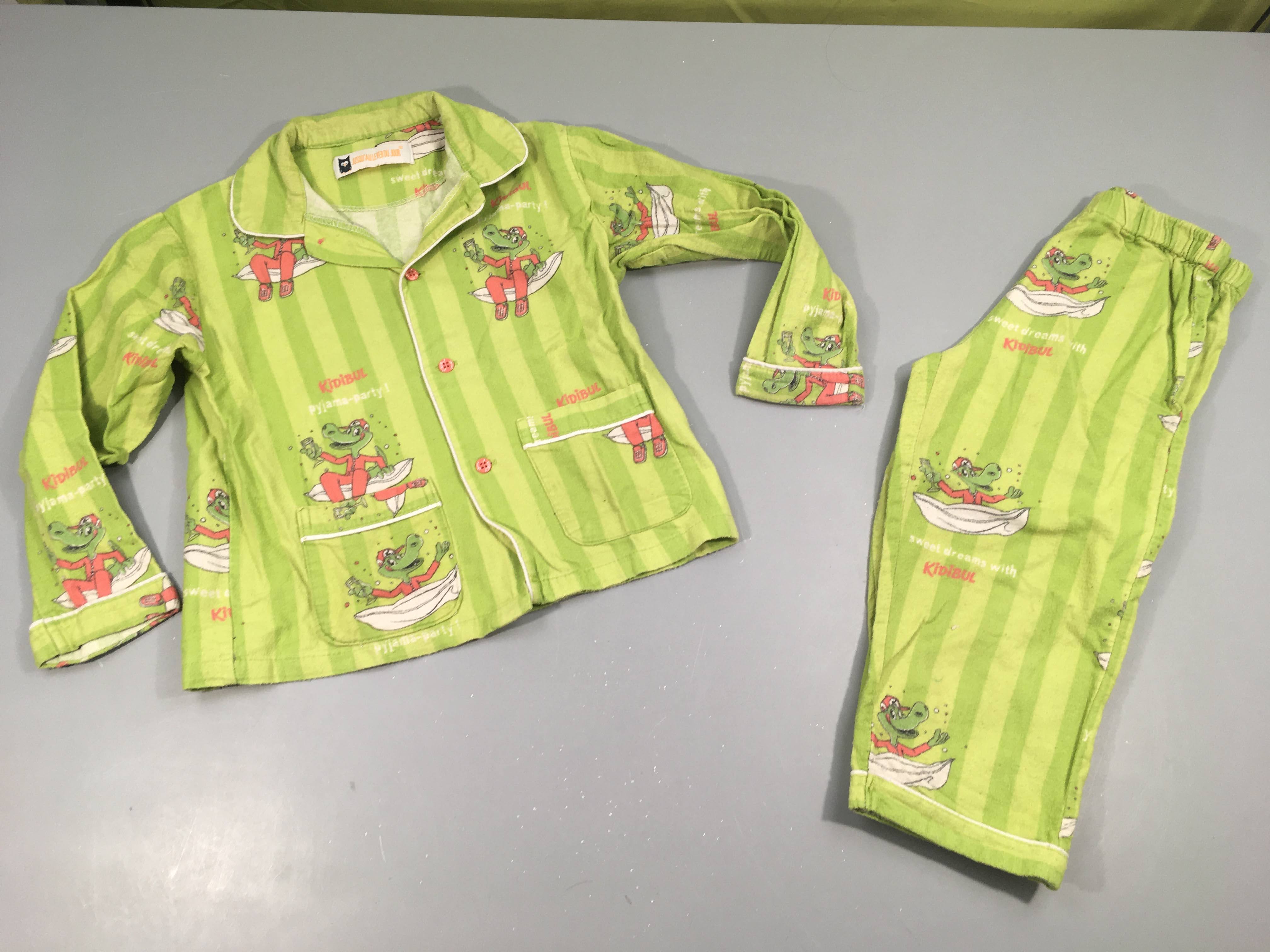 Pyjama 2 pcs flanelle vert tu Kidibul, très bouloché