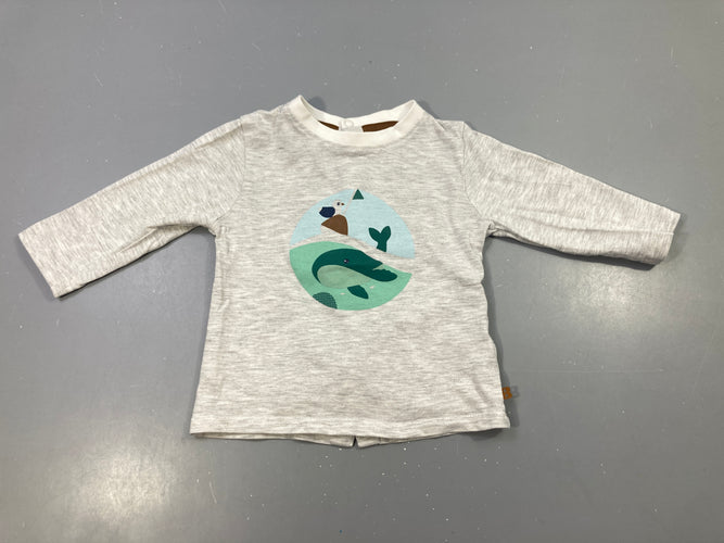 T-shirt ml gris chiné baleine, moins cher chez Petit Kiwi