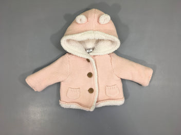 Gilet épais mailles rose doublé peluche