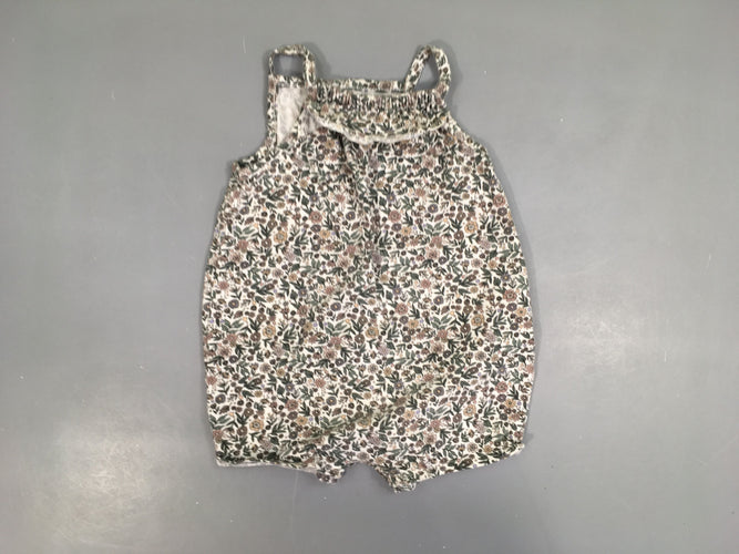 Combishort jersey blanc fleurs, moins cher chez Petit Kiwi